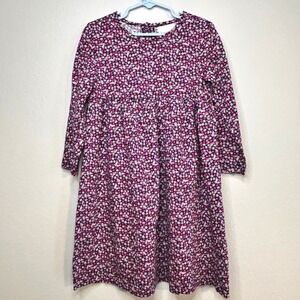 Hanna Andersson Floral Print Long Sleeve Dress Girls Size 5 Toddler 100% Cotton‎